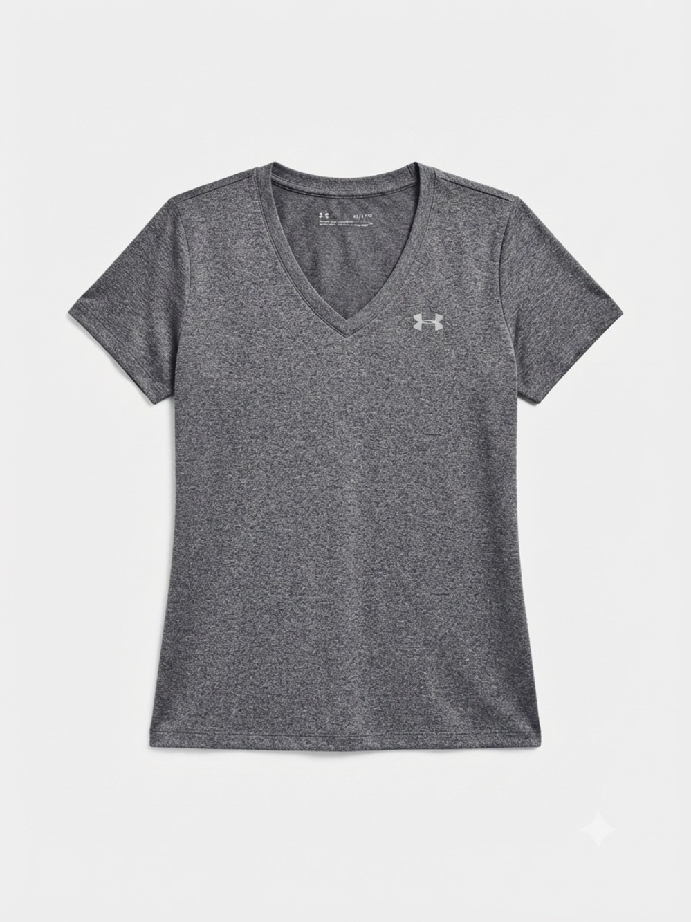 Under Armour HeatGear Heather Grey V-Neck Athletic T-Shirt Medium